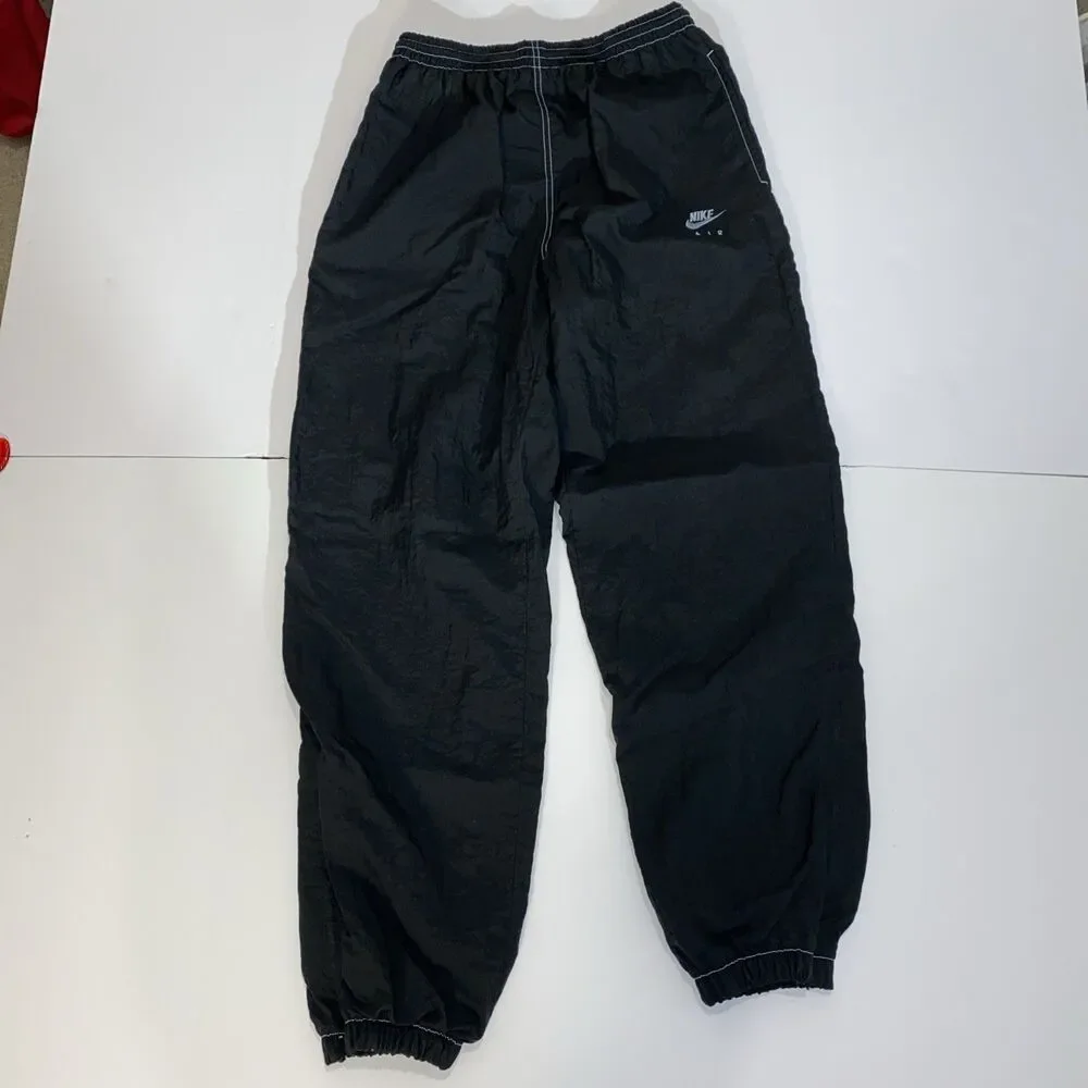 Nike Windbreaker Track Pants Men Large Black Ankle Zip Lined Baggy